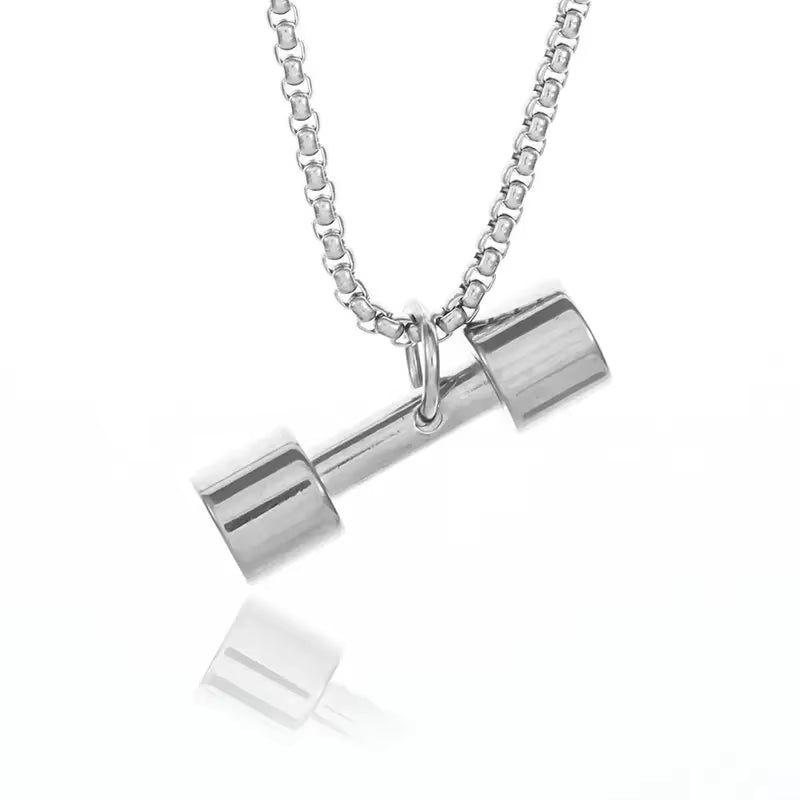 Vintage Barbell & Dumbbell Pendant Necklace – Fitness Jewelry