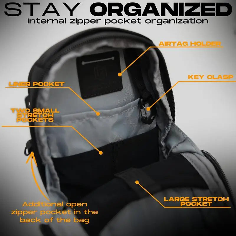 Magnetic Gym Crossbody Bag Sling Chest Bag for Men Women Keep Your Items off the Dirty Gym Floor with Magnetic Attachment