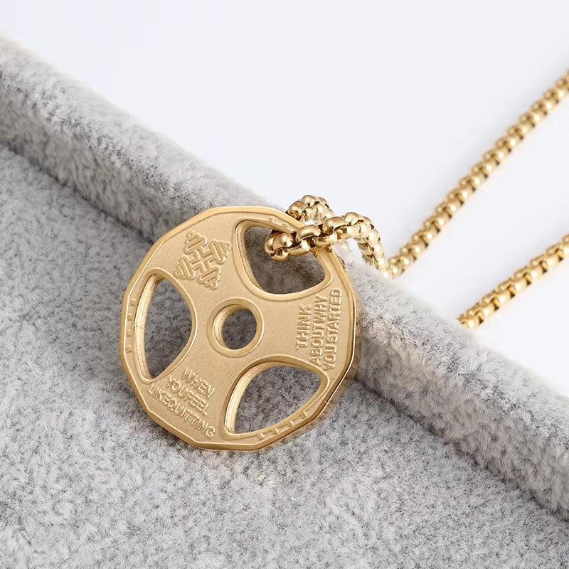 Vintage Barbell & Dumbbell Pendant Necklace – Fitness Jewelry