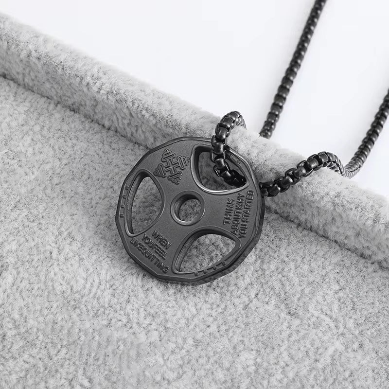 Vintage Barbell & Dumbbell Pendant Necklace – Fitness Jewelry