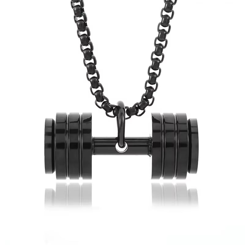 Vintage Barbell & Dumbbell Pendant Necklace – Fitness Jewelry