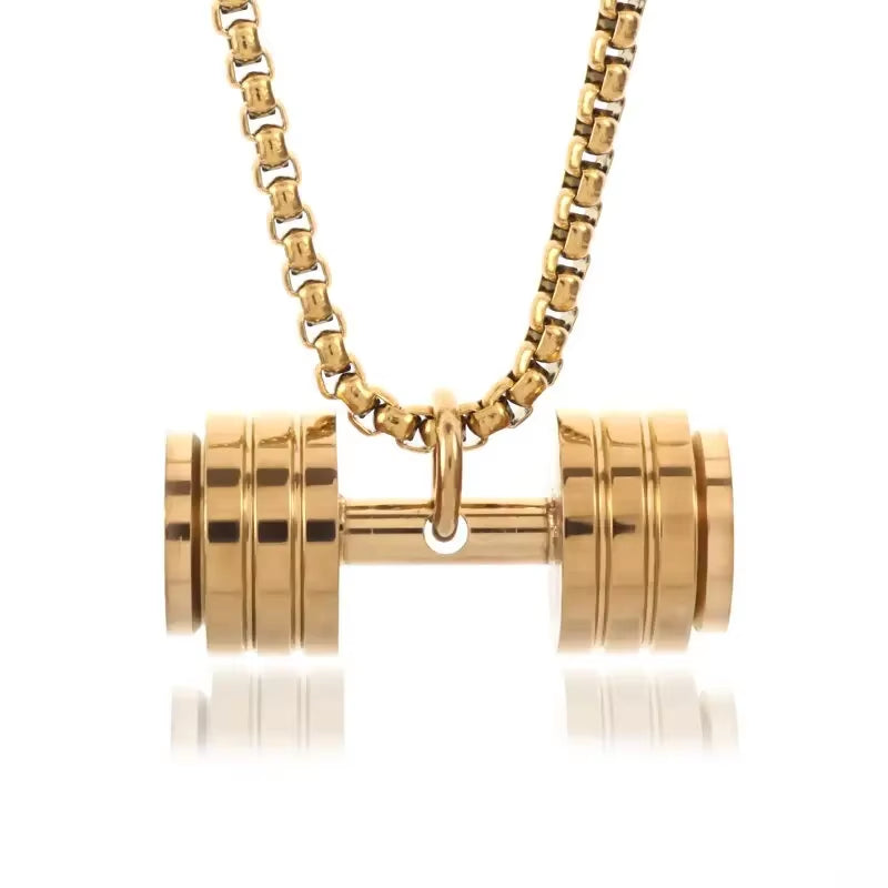 Vintage Barbell & Dumbbell Pendant Necklace – Fitness Jewelry