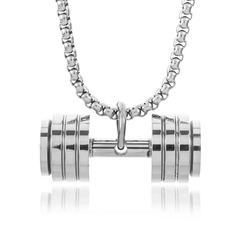 Vintage Barbell & Dumbbell Pendant Necklace – Fitness Jewelry