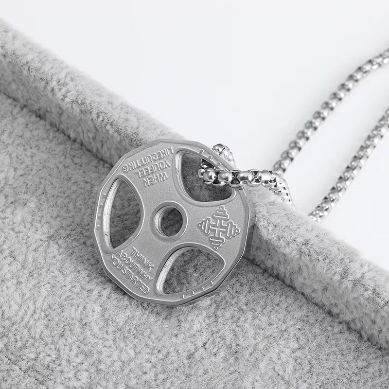Vintage Barbell & Dumbbell Pendant Necklace – Fitness Jewelry