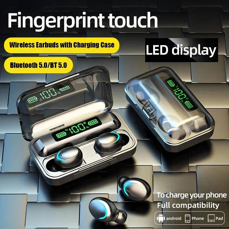 F9 Binaural TWS Wireless Bluetooth Earphones LED Display Waterproof Noise Reduction Headset