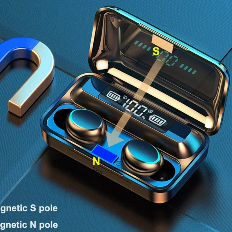 F9 Binaural TWS Wireless Bluetooth Earphones LED Display Waterproof Noise Reduction Headset