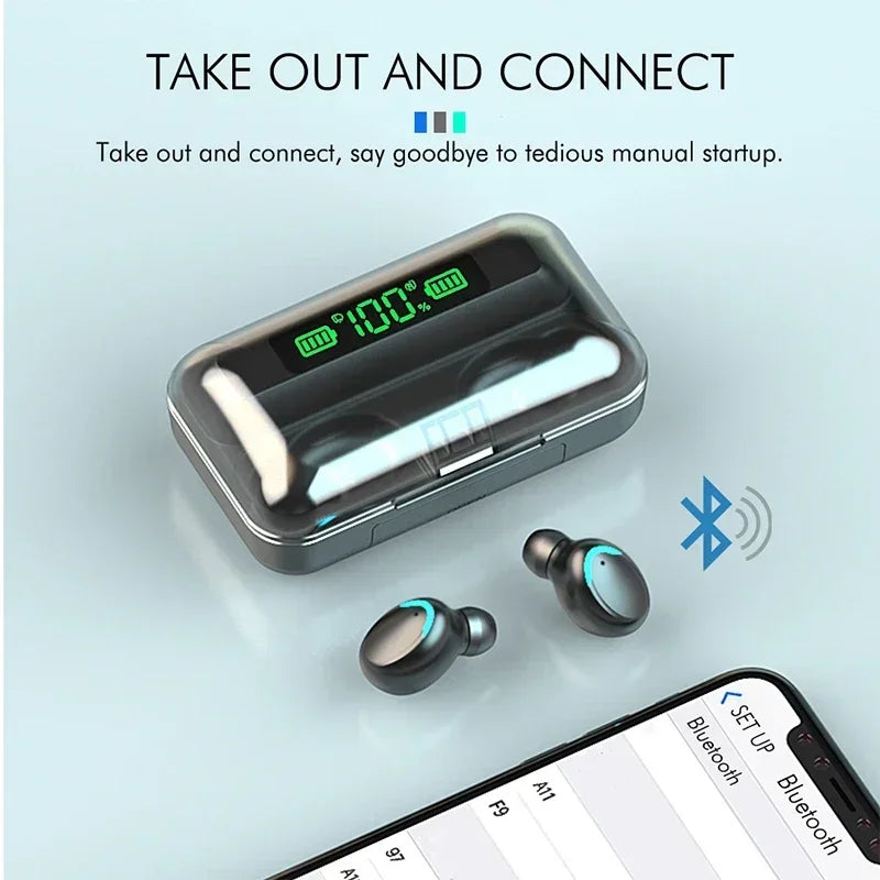 F9 Binaural TWS Wireless Bluetooth Earphones LED Display Waterproof Noise Reduction Headset